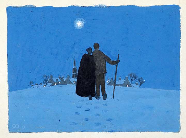The Evening Star: A Couple Walking in a Moonlit Winter Landscape